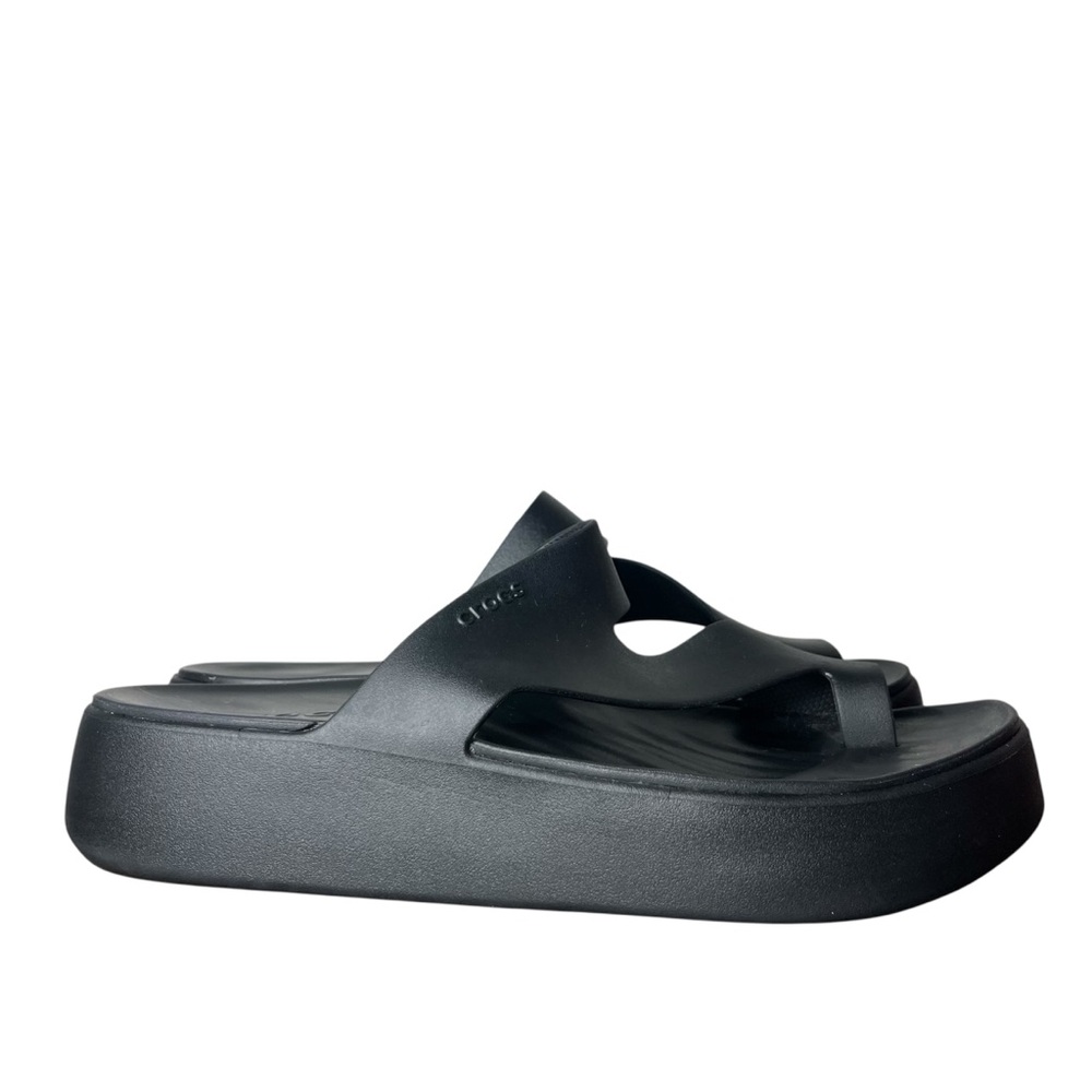 Crocs Black Getaway Platform Toe Loop Sandals Com… - image 1
